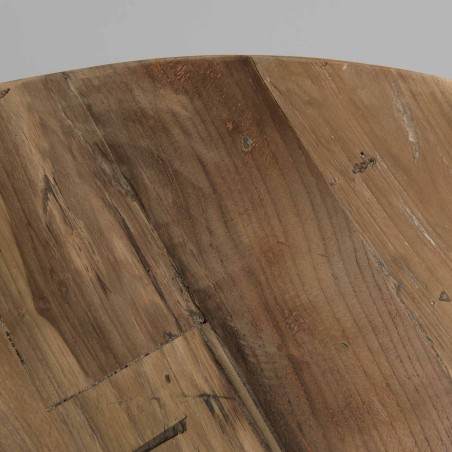 SIXTINE Round Coffee Table - 100x100cm Recycled Teak Top with White Metal Legs