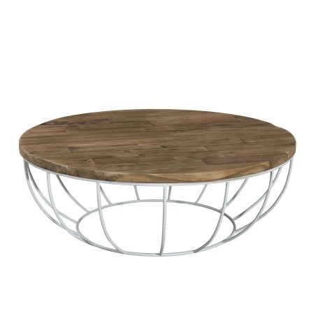 Table basse SIXTINE ronde teck recyclé 100x100cm
