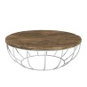 SIXTINE Round Coffee Table - 100x100cm Recycled Teak Top with White Metal Legs