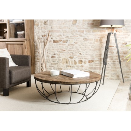 SIXTINE Round Shell Coffee Table 100x100cm - Recycled Teak Top