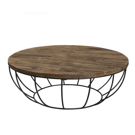 SIXTINE Round Shell Coffee Table 100x100cm - Recycled Teak Top
