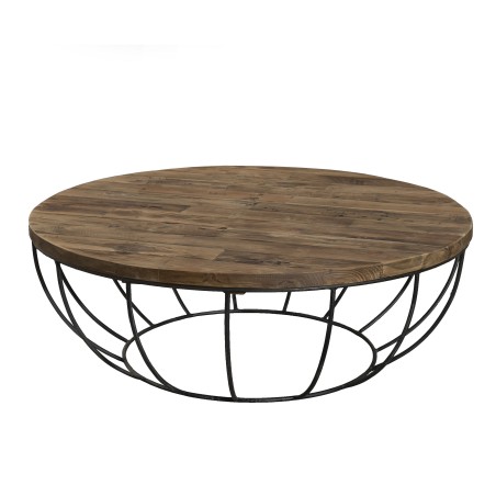 SIXTINE Round Shell Coffee Table 100x100cm - Recycled Teak Top