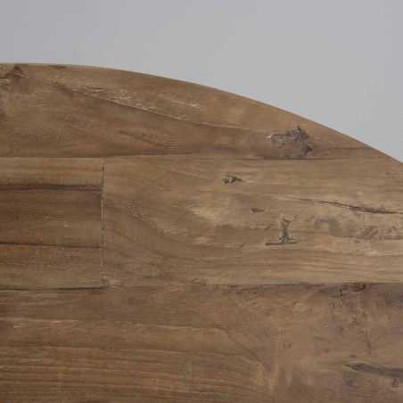 Table basse coque ronde 100x100cm teck recyclé métal blanc