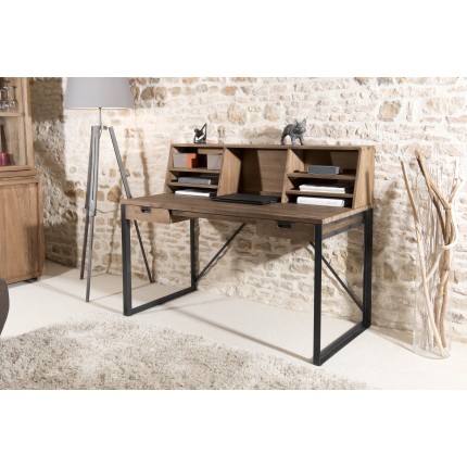 Bureau SIXTINE - Teck recyclé et métal noir
