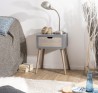 Lorenzo Gray Bedside Table - 1 Drawer Beige Pine Wood