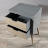 Lorenzo Grey Bedside Table - 2 Beige Drawers - Pine Wood