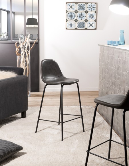 TOM - Set of 2 Anthracite John Bar Stools