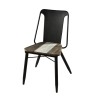 Lot 2 chaises noires acacia et acier LEANDRE