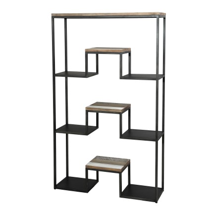 LEANDRE XL Black Shelf 100 x 170 cm - Acacia Wood and Steel