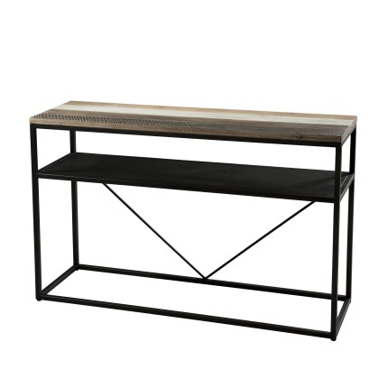 Console noire LEANDRE - Bois acacia et acier noir