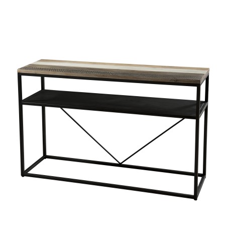 Console noire LEANDRE - Bois acacia et acier noir