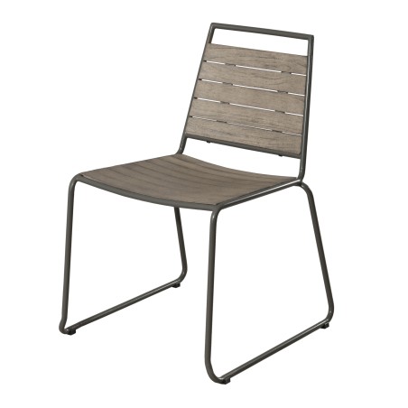 Ensemble de 2 chaises de jardin en bois Teck et métal