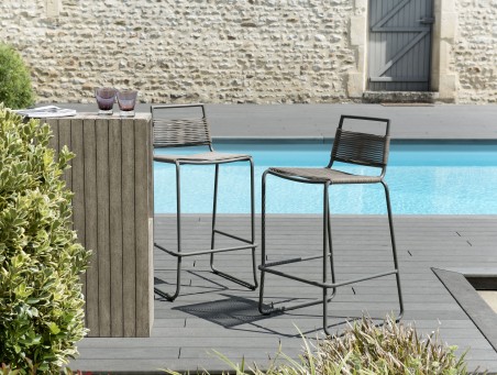 EMILE Metal and Synthetic Rope Garden Bar Stool