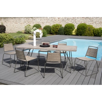 EMILE - Teak Wood Gray Garden Furniture 6/8 pers.