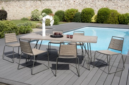 EMILE - Teak Wood Gray Garden Furniture 6/8 pers.
