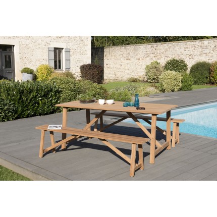 Ensemble de jardin en bois teck KIM - 6/8 pers - Table 180*90 cm