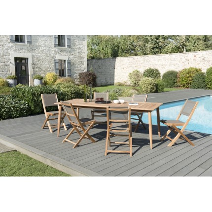 Teak Garden Furniture Set - KIM - 6/8 pers - Rectangular Table 220*100 cm