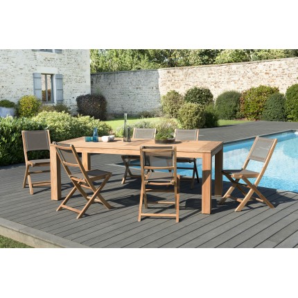 Salon de jardin en bois teck 6/8 pers - KIM