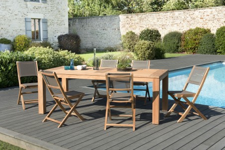 Salon de jardin en bois teck 6/8 pers - KIM