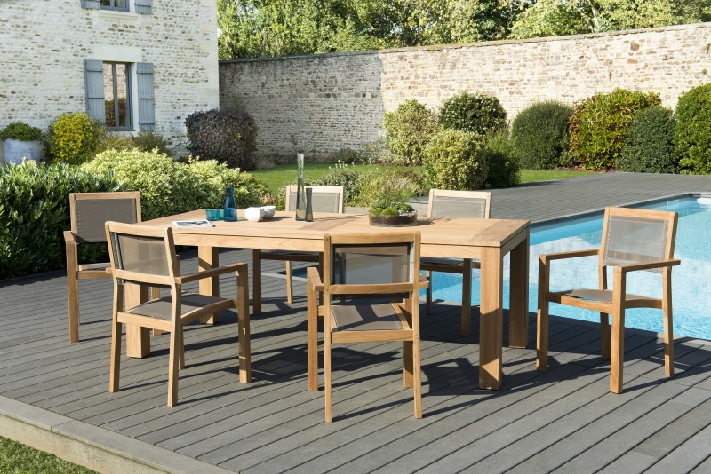 Teak Wood Garden Furniture Set - KIM - 6/8 pers