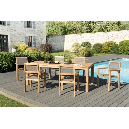 Salon de jardin en bois teck KIM - 6/8 pers.
