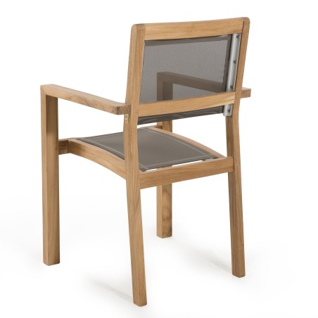 Ensemble 2 fauteuils jardin bois teck taupe