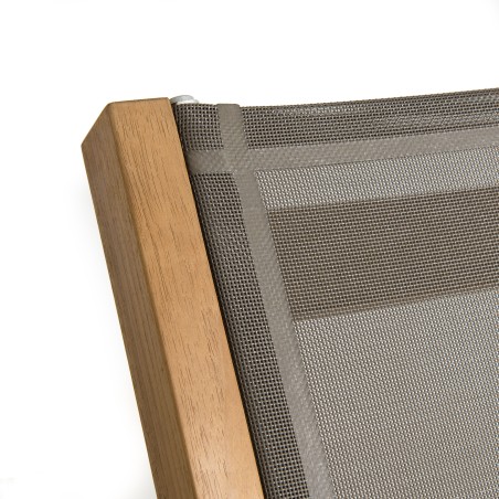 FUN Taupe Textilene Sun Lounger in Teak Wood - Premium Quality