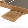 Bain de soleil textilène taupe en bois Teck