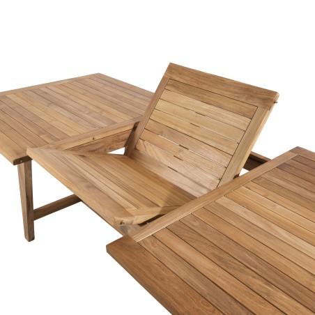 Table de jardin en teck massif - 8/10 personnes - rectangulaire extensible