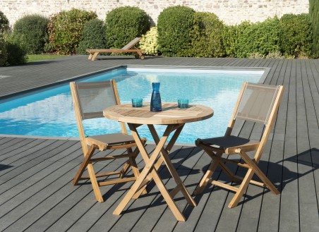 FUN Teak Wood Garden Furniture Set for 2 People - Premium Solid Teak