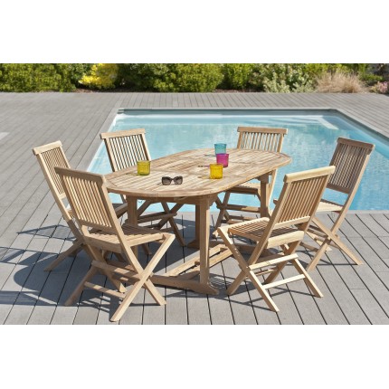 Ensemble de jardin en bois teck 6/8 pers