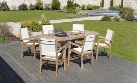 Set of 2 Teak Garden Armchairs - Premium Solid Teak Furniture