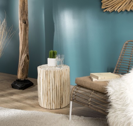 Table d'appoint ronde CLARA 34x34cm en teck naturel