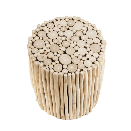 Table d'appoint ronde CLARA 34x34cm en teck naturel