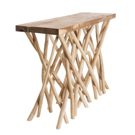 Console bois nature CLARA - Teck rectangulaire