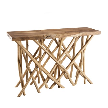 Console bois nature CLARA - Teck rectangulaire