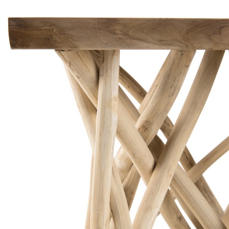 CLARA - Natural Side Table with Driftwood Legs | 55 x 55 cm