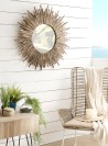 CLARA - Round Brown Mirror (90 x 90 cm) with Teak Branches | Natural Elegance