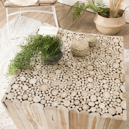CLARA - Square Coffee Table 70x70cm Natural Teak Branches