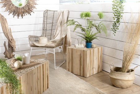 Bout de canapé carré CLARA 45.5x45.5cm bois naturel Teck