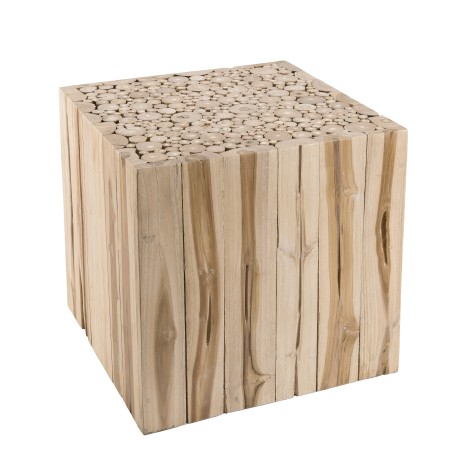 CLARA - Square End Table 45.5x45.5cm Natural Wood Teak Branches