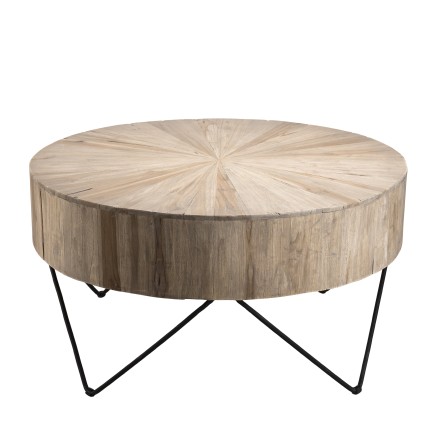 CLARA Round Coffee Table 90x90cm - Natural Teak Wood