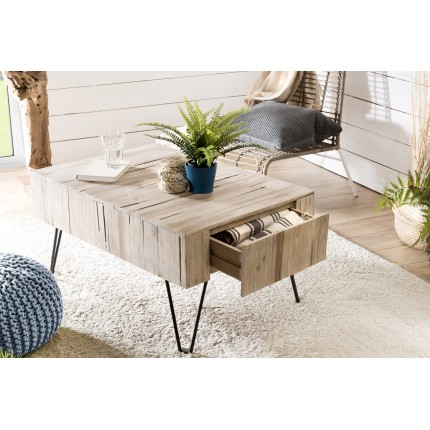 Table basse CLARA - Teck naturel et métal