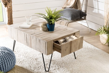 Table basse CLARA - Teck naturel et métal