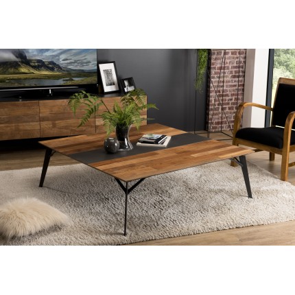 MAXENCE Square Coffee Table 120x120cm - Recycled Teak Wood & Metal Legs