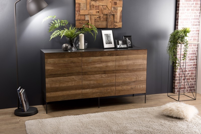Buffet MAXENCE - Teck recyclé et acier noir Buffet MAXENCE - Teck recyclé et acier noir