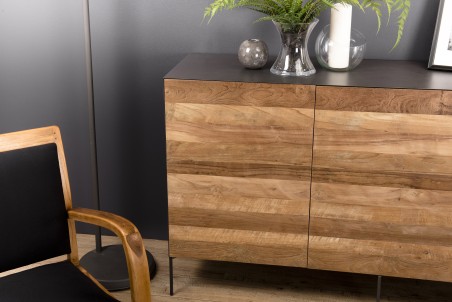 Buffet MAXENCE - Teck recyclé et acier noir