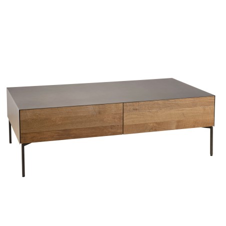 Table basse MAXENCE en teck recyclé et métal