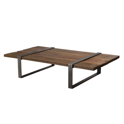 Table basse MATHIS en bois massif et métal gris anthracite