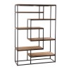 SIXTINE - Staggered Recto-Verso Shelf 120x40x180cm Recycled Teak Black Metal